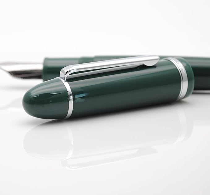 JINHAO X159 Fountain Pen (F Nib 0.5mm, Dark Green with Silvery Clip)