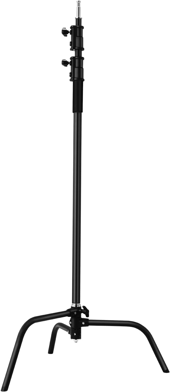 2 Packs C-Stand Kit,Heavy Duty Steel Photography Light Stand Kit,Adjustable 5-10.8 feet Sturdy Turtle Base for Studio Softbox, Monolights, Reflector, Umbrella(Black)