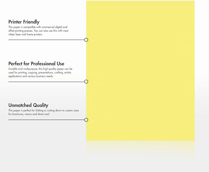LUXPaper 8.5" x 11" Paper | Letter Size | Pastel Canary Yellow | 60lb. Text | 50 Qty