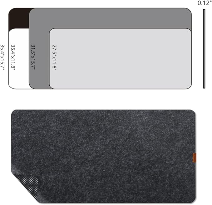 Bright Stone Felt Desk Mat,Non-Slip Mouse Pad, 31.5"x15.7" Office Supplies Desk Protector, Desk Accessories for Home and Office (Black)