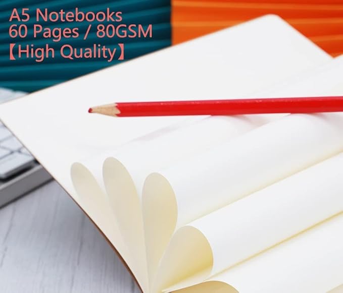 24 Pack Kraft Notebook Journals for Travelers, Students and Office, Writing Diary Subject Notebooks Planner with Thick Paper, 60 Pages, 30 Sheets, 8.3x5.5 inch, A5 Size, Travel Journal Set.(Blank)