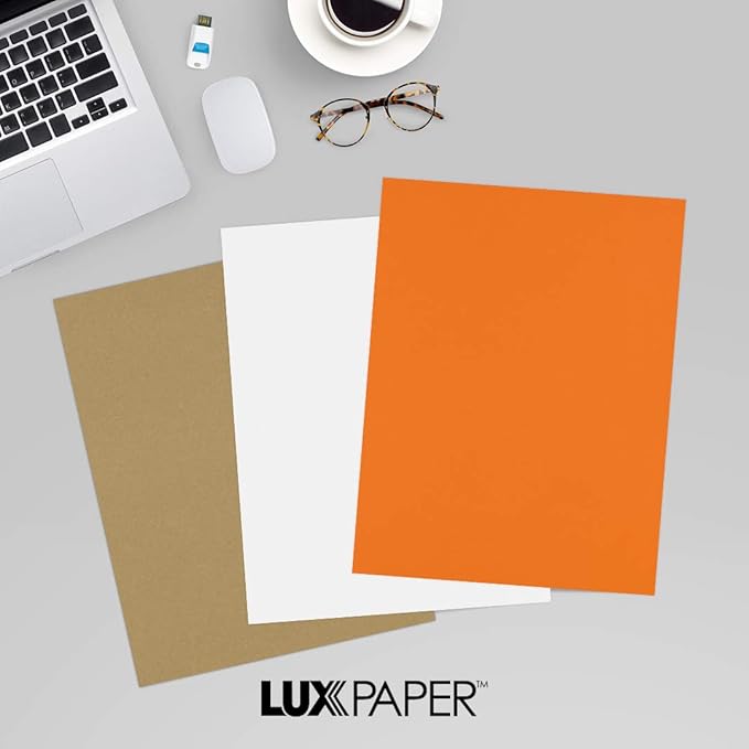 LUXPaper 8.5" x 11" Paper | Letter Size | Mandarin Orange | 80lb. Text | 1,000 Qty