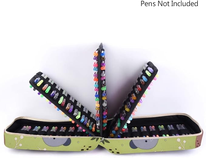 qianshan Pencil Case Holder Slot - Holds 202 Colored Pencils or 136 Gel Pens with Zipper Closure - Large Capacity Pen Organizer for Watercolor Pens or Markers - Perfect for Artist Green Bear