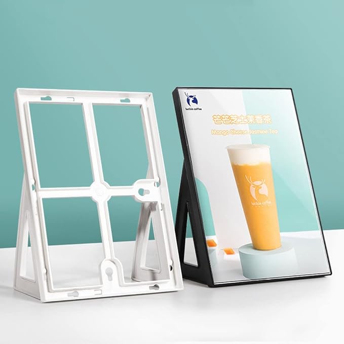 ECKEK ABS Plastic Sign Holder,Menu Displays L Shape Sign Stand Vertical/Horizontal Use (White A4 210×297mm/8.27×11.69inches)