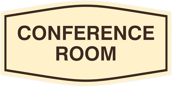 Fancy Conference Room Sign (Ivory/Brown) - Medium