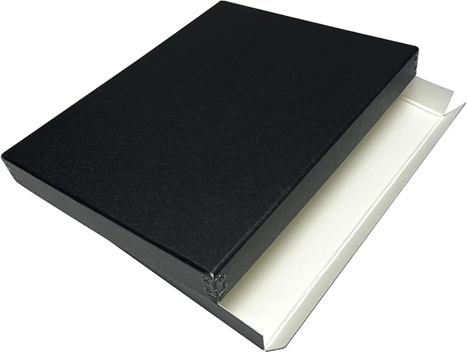 Lineco Museum Archival Storage Box, 11.75x15.25x1.5 in. Drop Front Design. Acid-Free with Metal Edge. Organize Photos, Pictures, Prints, Documents, Crafts, DIY. Black, 2 Pack