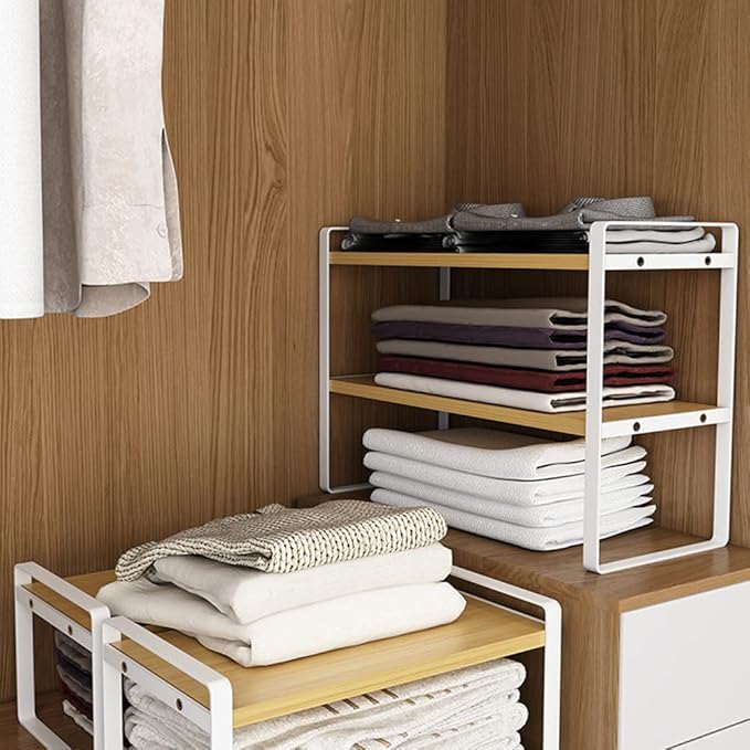 SIDIANBAN Desktop Organizer Shelf Office Storage Rack Computer Desk Bookshelf Adjustable Display Shelf for Office Supplies (White)