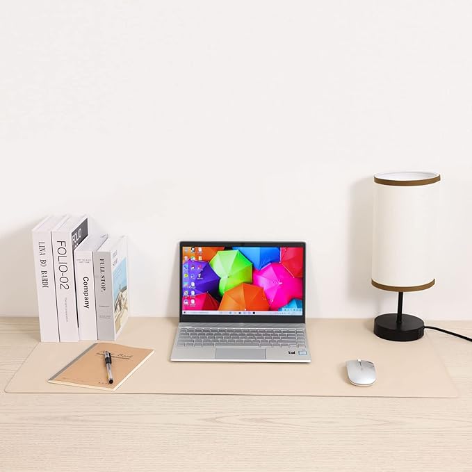 Wolaile PU Leather Desk Pad Blotter 27x13 inches,Non-Slip Base Waterproof Surface Office Desk Mat,Large Computer Mouse Pad,Old Desktop Cover Decor,Brown