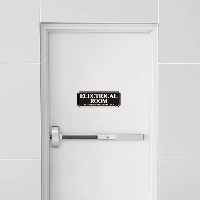 Electrical Room Door Sign for Business,Self-Adhesive Durable Modern Electrical Closet Room Sticker for Home, UV and Weather Resistant Authorized Personnel Only Signs for Business ,Workplace