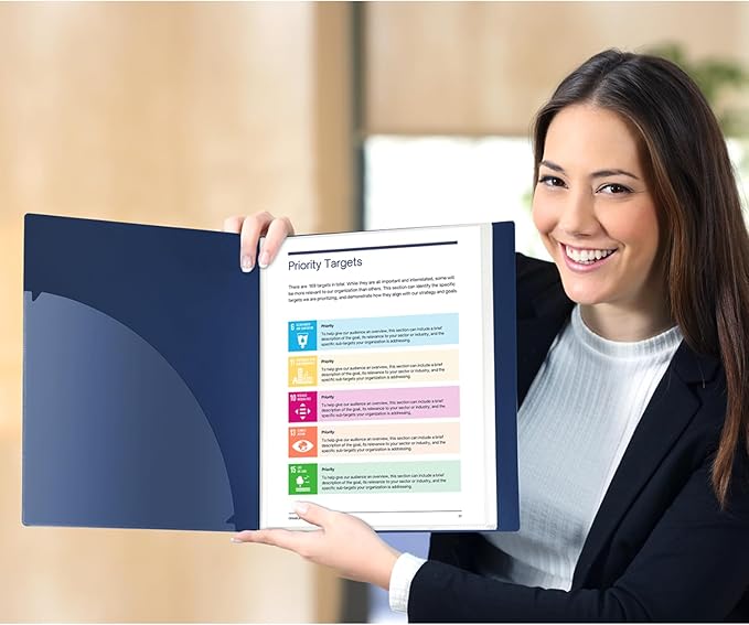 Dunwell Presentation Binder 12-Pocket, Displays 24 Pages, 8.5x11 Portfolio Binder with Plastic Sleeves, Storage and Organizer for Documents, Certificates, Projects, Photos (Blue)
