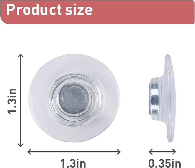 TOWON Rare Earth Magnets Large, Strong Magnets for Glass Whiteboard and Dry Erase Board, 24 Pieces Round Clear