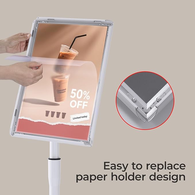 YIYO sign stand,floor sign holder poster stand heavy duty pedestal signage stand for display (WHITE, 11*17)