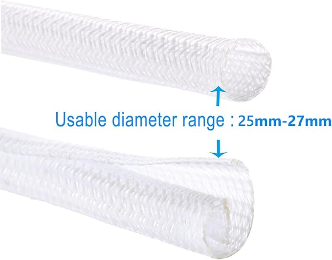 QCSIW 25ft 1 Inch White Cable Sleeve – Split Wire Loom Tubing Cord Protector – Flame Retardant Polyester Cable Cover for Desk, TV, PC Setup – Protects Cords from Pets & Organizes Wires