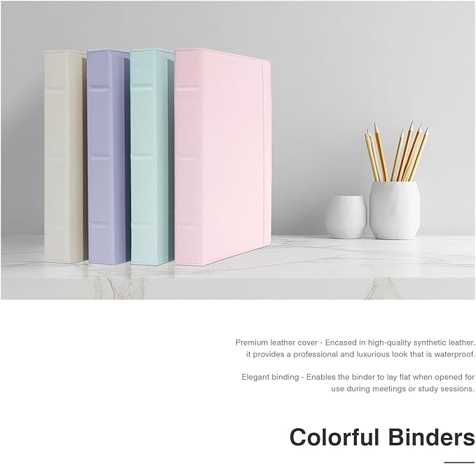 Ospelelf Vintage Hardcover 3 Ring 1 inch Leather Binder, Professional Binders Organizer Suitable for Letter Size Documents, Binder Dividers with Tabs, Purple