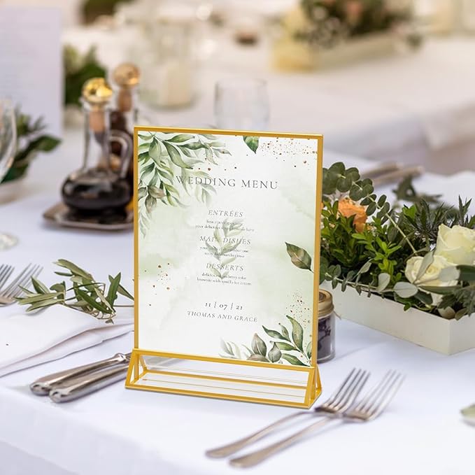 PPH-Sisy Acrylic Sign Holder 8.5x11 Clear Acrylic Frames Display Stand Double Sided Table Menu Holders for Wedding Table Numbers Restaurant Photos(8 pcs)