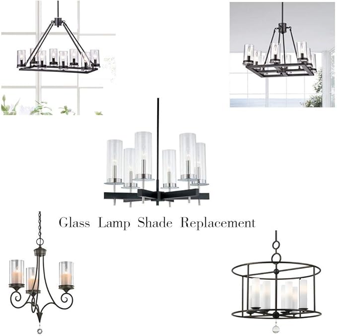 Sunwo Glass Shade Straight Cylinder Glass Lamp Shade Replacement with Multiple Effects (Clear Straight Cylinder)