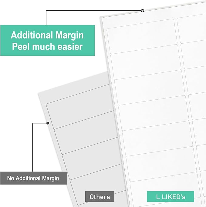 L LIKED Printable Address Labels, 1" x 2-5/8", 15000 Labels, 30 per Sheet, Blank Mailing Labels for Envelopes (500 Sheets)