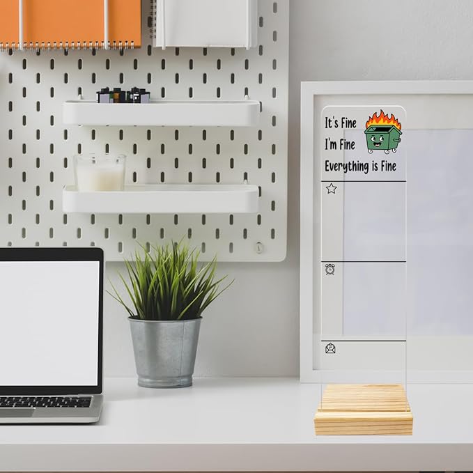 Monitor Memo Board Computer Monitor Memo Board Everything is Fine Sign Funny Office Desk Accessories Acrylic for Computer Monitors No Screen Damage 12.6X 3.15 x 0.2 inches