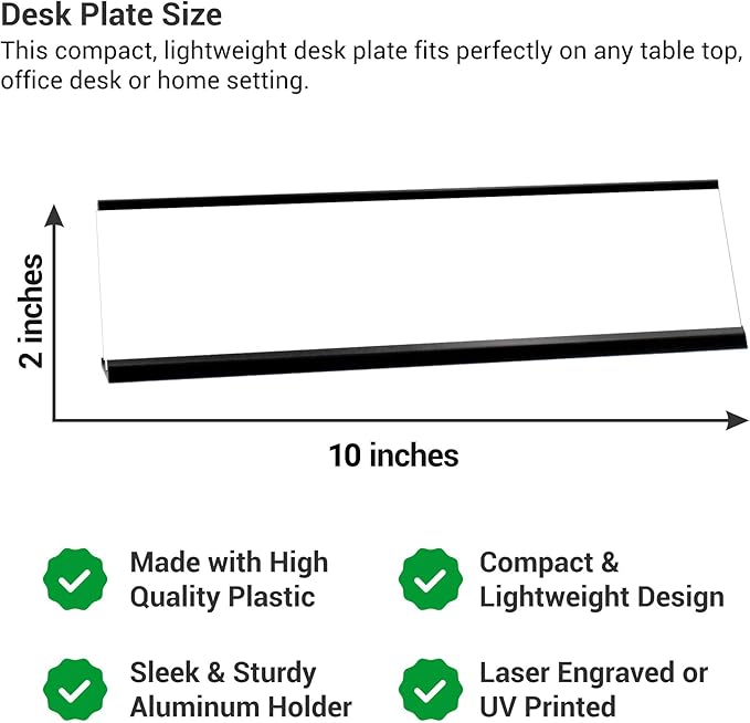 Custom Engraved Desk Plate | Personalized with your Name and Title | Perfect Decor for Office, Business, or Home | Multiple Font and Color Options | 2x8" or 2x10" (Apple Green w/White Letters, 2x10")
