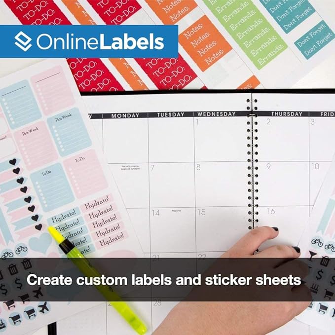 Sticker Paper, 250 Sheets, White Matte, 8.5" x 11" Full Sheet Label, Works with Inkjet and Laser Printer, Compatible with Electronic Cutting Machines, OL177WX, OnlineLabels