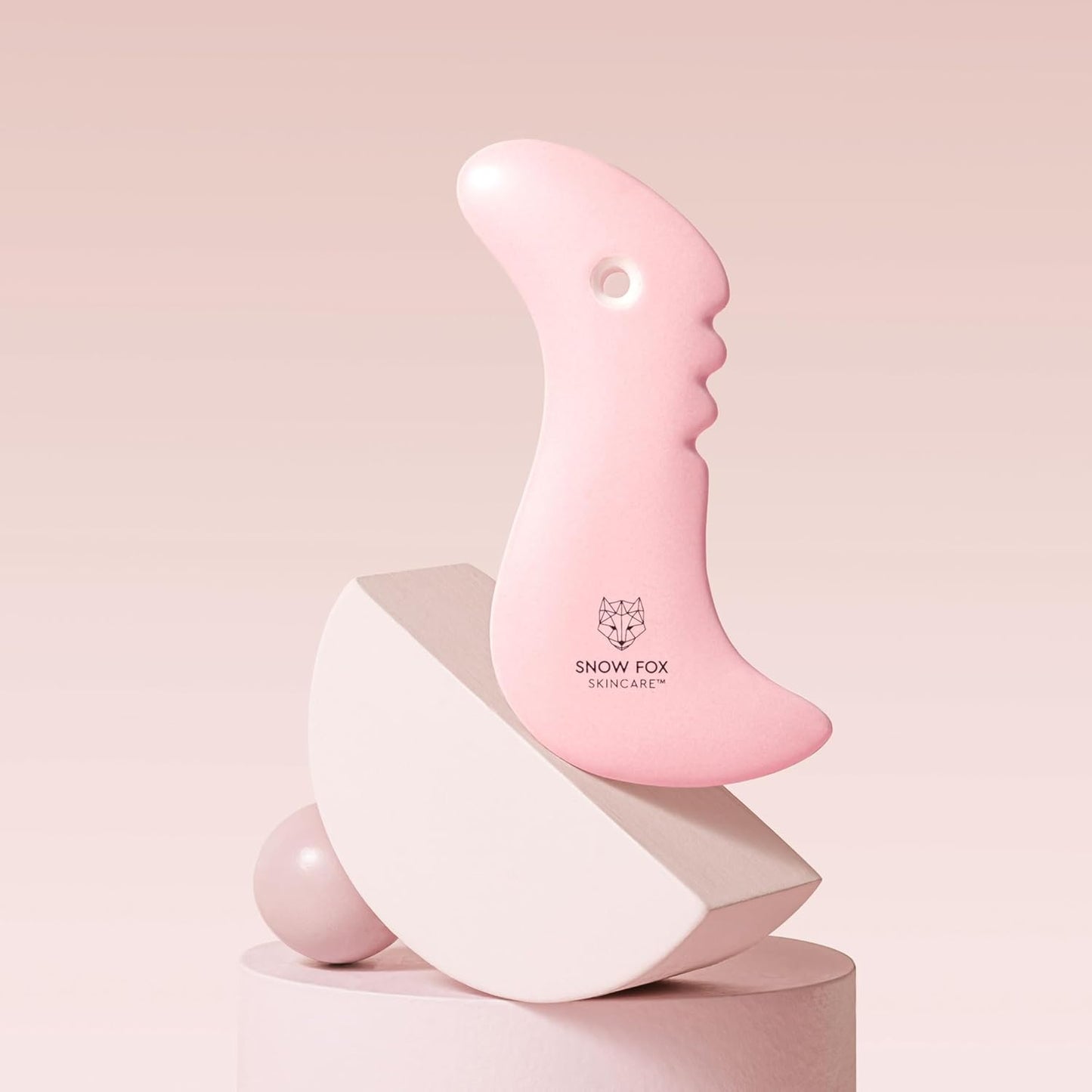 Snow Fox Porcelain Facial Gua Sha Tool | Sculpting Massager for Face Contouring, Lymphatic Drainage & Jawline Shaping | Acupressure Therapy Device | Reflexology Face Care (Blossom Pink)