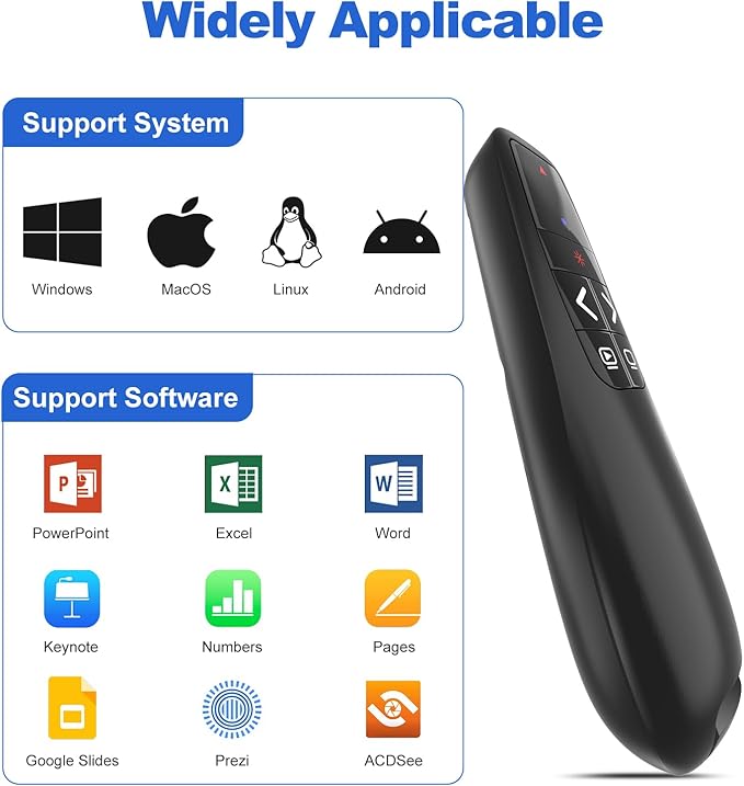 (4 Units) Presentation Clicker with 4 Cases Wireless Presenter Remote PowerPoint Pointer Slide Advancer for Mac Laptop PC Computer Keynote