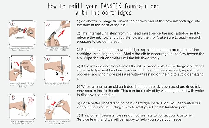 FANSTIK, Customized Fountain pen with name (MADE IN USA), stainless steel, black and gold, luxury engraved pen personalized for men and for women. (Fountain Black-Gold)