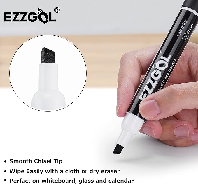 Ezzgol Dry Erase Markers Bulk, 72 Pack Basic Multi-color Red Blue Black Green Low Odor Whiteboard Markers, Chisel Tip Dry Erase Markers for Writing on Dry Erase Whiteboard for School, Office, Home