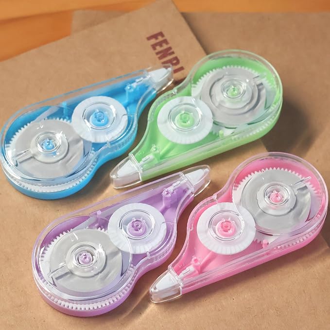 Tramboo 20 Pcs 39.4 Ft Colorful Correction Tape, White Wrong Out Tape Roller Bulk for Noting, Teacher Supplies, School, Office and Home (4 Colors)