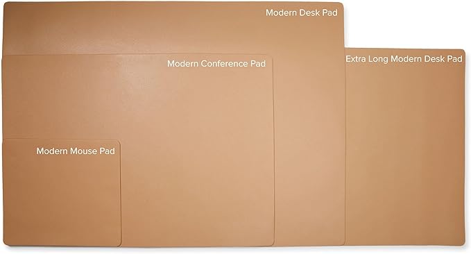 Leatherology Premium Tan Full Grain Leather Modern Conference Pad – Slim Desk Mat for Laptop, Keyboard & Mouse | Professional Workspace