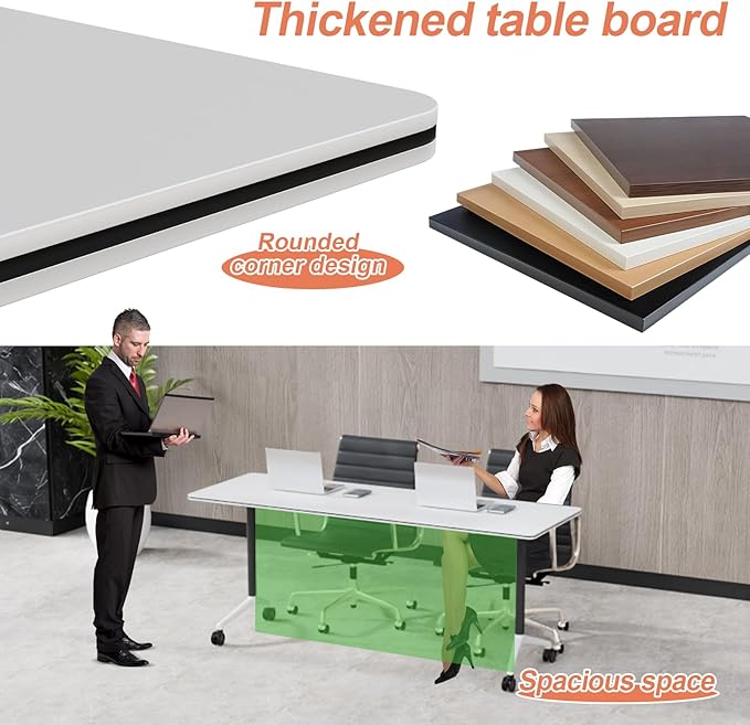 Conference Table Flip Top Mobile Conference Room Tables,Folding Conference Table with Wheels,Large Meeting Training Seminar Table Saving Space for Office Classroom(2A,61'')