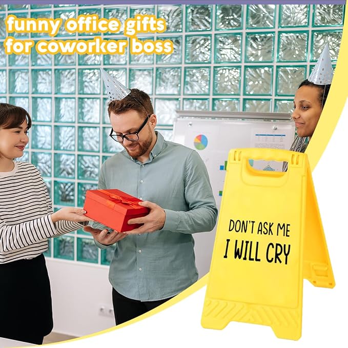 Funny Office Desk Accessories,Motivational Affirmations Office Cubicle Decor,Phone Holder Mirror Acrylic Table Signs,Library Desk Decor for Women Men Boss Coworker Cashier Legal Advisor (I Will Cry)