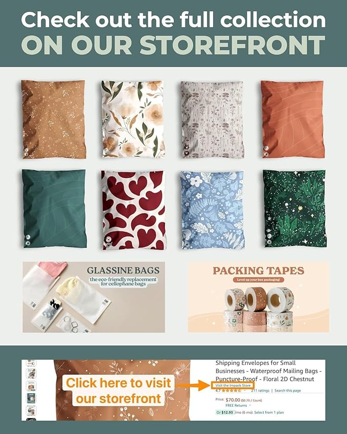 Poly Mailers 6x9-100 Pack Biodegradable Shipping Bags for Stationery and Small Accessories - Impack Self-Seal Waterproof Thick Mailing Envelope for Small Items - Wildflower