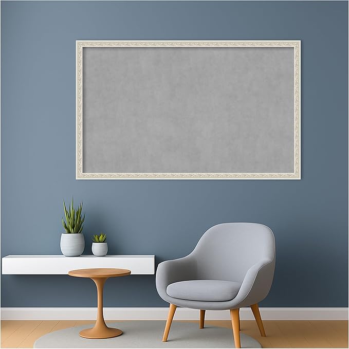 Amanti Art Silver Framed Magnetic Board 26x42 Large Vision Board for use with Magnets, 100% Metal Sheet to Display Items as Office Decor or for Home Organization in mudroom, Kitchen or Kids Room