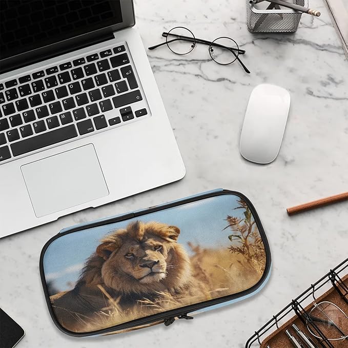 Pardick 3D Lion Pencil Case,Big Capacity Pencil Pouch Coin Pouch Stationery Organizer For Teen School