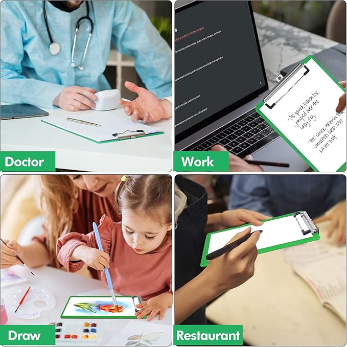 2 PCS Green Plastic Clipboard with Pen Holder,Nursing Clipboard Standard Letter A4 Size,Thickened Clip Boards 8.5x11,Hanging Clipboards for Women Kids Students School Office Home