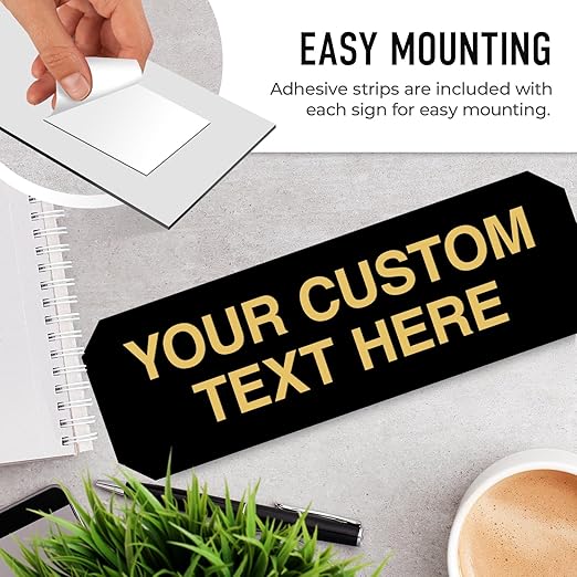 Custom Wall or Door Sign, Personalized Notched Plaque Engraved Message for Bussiness, Property and Home Indoor/Outdoor, 3x9 Inches, Made in USA by Sigo Signs