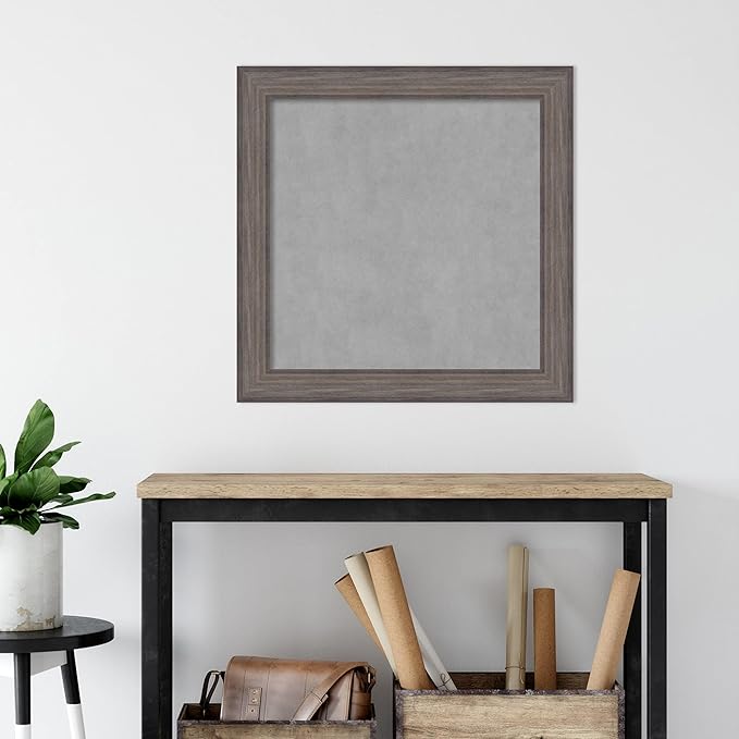 Amanti Art Grey Framed Magnetic Board 29x29 Medium Vision Board for use with Magnets, 100% Metal Sheet to Display Items as Office Decor or for Home Organization in mudroom, Kitchen or Kids Room