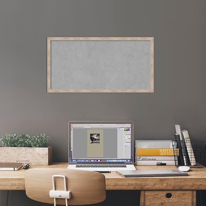 Amanti Art Silver Framed Magnetic Board 13x25 Small Vision Board for use with Magnets, 100% Metal Sheet to Display Items as Office Decor or for Home Organization in mudroom, Kitchen or Kids Room
