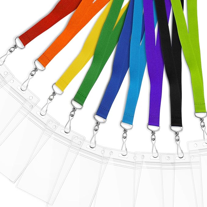 24-Pack Apple Green Breakaway Lanyards with Waterproof Badge Holders, Polyester Neck Straps for ID Cards, Events, Office, and Schools