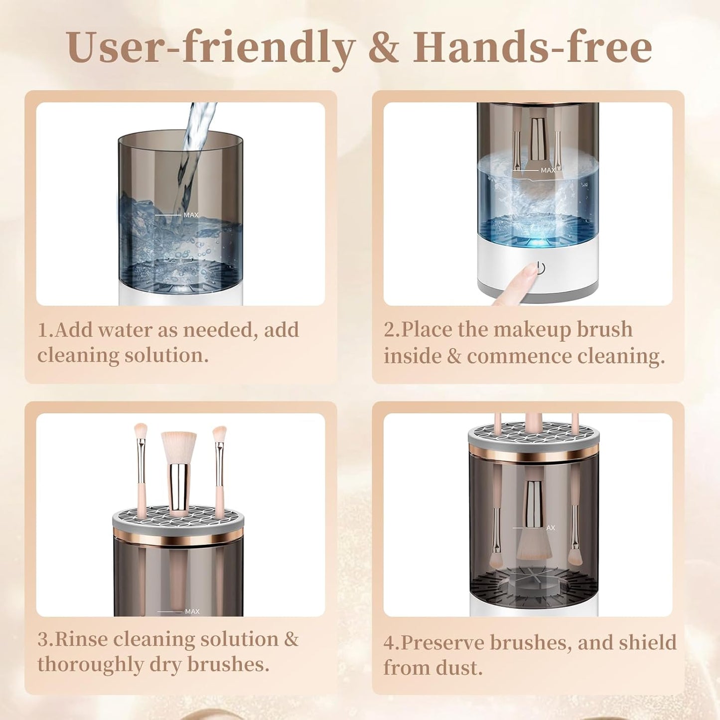 Electric Makeup Brush Cleaner, Quick Efficient Machine for Deep Cleaning All Types of Brushes, Portable Compact Design for Travel Home Use, for Makeup Lovers & Professionals - Red