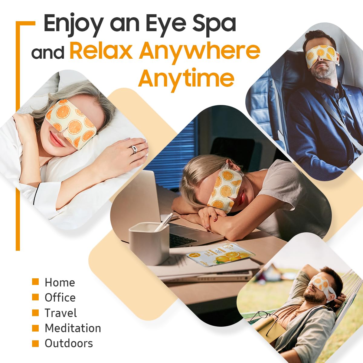Steam Eye Mask, 10 Packs Heated Eye Mask, Self Heating Disposable SPA Warm Compress for Eyes Sleep Mask, Soothing Moist Heat Eye Masks, Travel Essentials & Relaxation Gifts (Orange Scent)