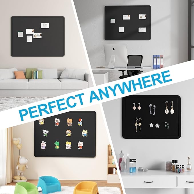 Large Felt Bulletin Board for Wall, 36"x24" Frameless Picture Board, Soft Felt Cork Board for Office, Home Planning & Office Wall Decor, Easy Install Pin Board