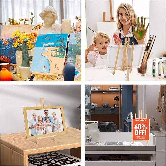 ESRICH 2Pack16in Tabletop Easel,Tabletop Easel for Painting Party, Wooden Tabletop Display Easels,Painting Easel for Displaying Canvases, Photos, Display Tripod Holder Stand for Students Kids