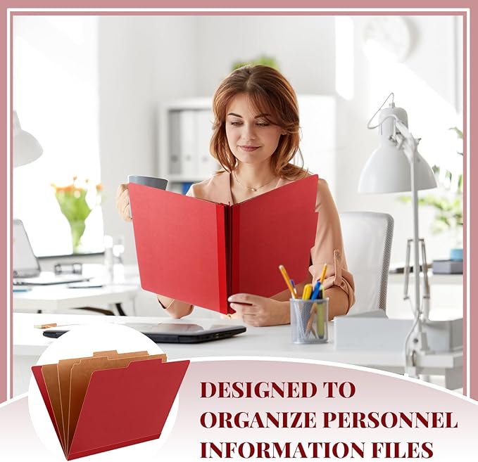 Skyygemm 36 Pcs Classification Folders Letter Size, 3 Divider Pressboard File Folder with Fasteners, Expanding File Organizer Bulk for School Teachers, Office Employee, Coworker, Staff (Red)