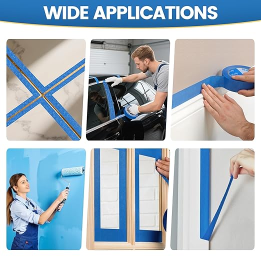 SUNSHINETOP Blue Painters Tape, 20 Rolls Paint Tape 1 Inch Wide (0.98 in. x 55 Yds) Blue Masking Tape Protects Surfaces, Painter's Tape for Indoor and Outdoor Use, Easy Removal (20PCS)