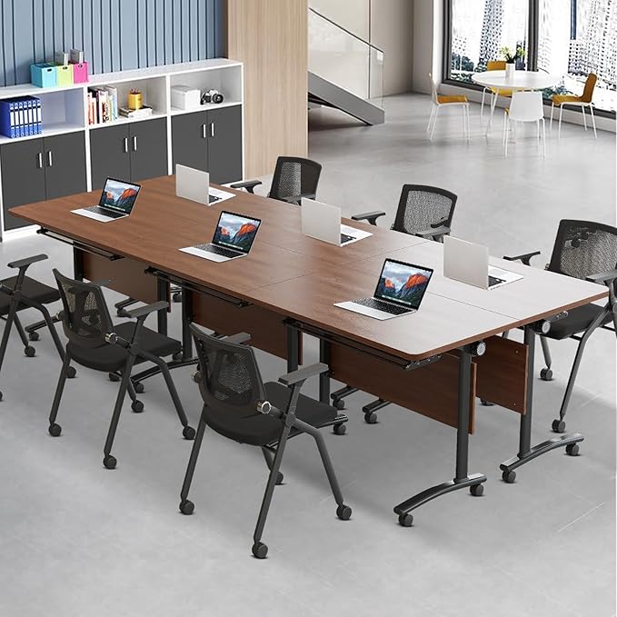 Conference Table,Folding Conference Room Tables Modern Folding Training Table with Flip Top,Mobile Conference Table with Four Locking Wheels,Executive Desk for Meeting Room,Office(2pack 120 * 60 * 75)