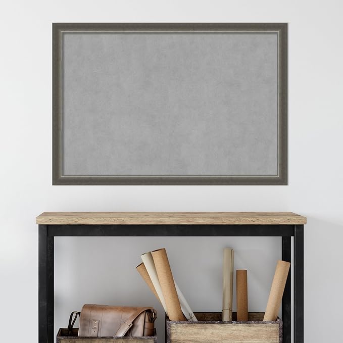 Amanti Art Silver Framed Magnetic Board 27x39 Large Vision Board for use with Magnets, 100% Metal Sheet to Display Items as Office Decor or for Home Organization in mudroom, Kitchen or Kids Room