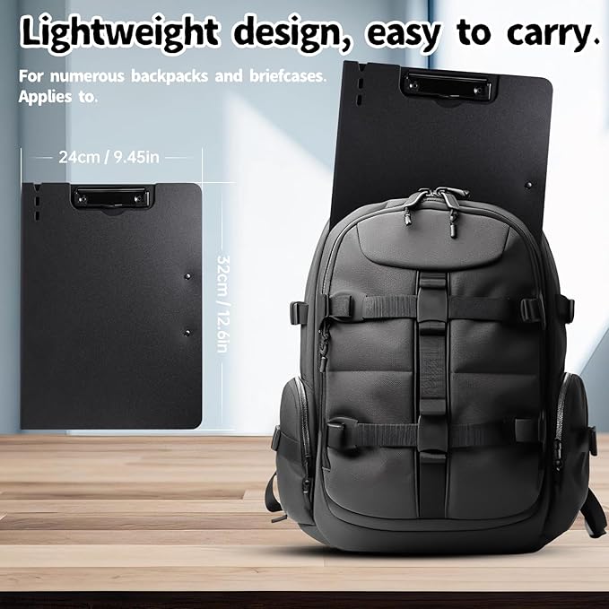 FRETONBA Clipboard Folder, A4 Foldable Clipboard with Horizontal and Vertical Double Metal Clips, 360 Degree Foldable Binder Clipboards with Pen Holder, File Cover Work Folder Clipboards, Black