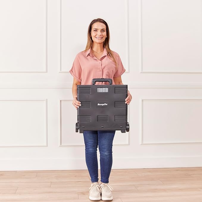 ECR4Kids Universal Rolling Cart with Canvas Organizer Bag, Mobile Storage, Chocolate/Sand